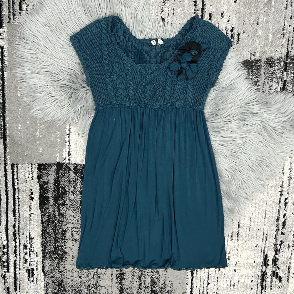 Moth Anthropologie Dress Blue Sleeveless Women's Size Small Knitted Top